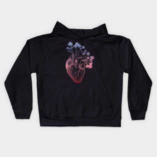 Berry Colored Anatomically Correct Human Heart - Palm Trees Kids Hoodie